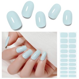Arte Clavo Semi Cured Gel Nail Strips, 20 Pcs Gel Nail Stickers with UV Light Required, Salon Quality, Long Lasting, Easy Apply and Remove (Light Turquoise)