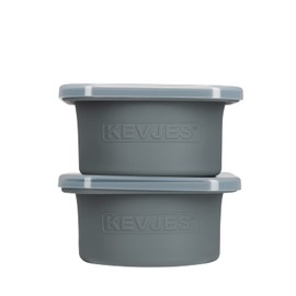 KEVJES Stackable Silicone Artisan Pizza Dough Proofing Proving Containers with Lids-2/3/4/5 pack-500ml portion (Spacegrey, 2 PACK)