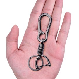 Wisdompro Zinc Alloy Key Chain, Carabiner, Keyring, Lightweight, Easy to Install and Disassemble, Prevents Loss, Simple, Set of 2, black+silver