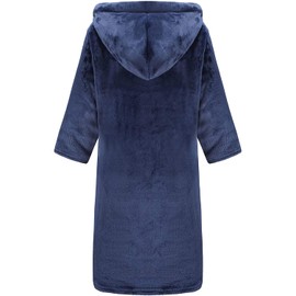 ECGK Boys Robe Kids Fleece Robe Hooded Soft Warm Bathrobes Pajamas Sleepwear for Children Toddler Girls 2-16 Years Navy 9-12 Years