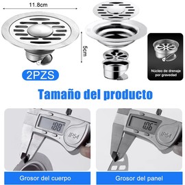 FRYSMU 2pack Anti-Odor Strainer, 120 * 120mm Round Stainless Steel Bathroom Shower Strainer, with Anti-Odor Check and Hygienic Lid, Suitable for Kitchen, Sewer, Bathroom and Toilet