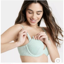 Auden New W Tags  Nursing Wirefree Lightly lined Bra Size 32D Lace Mint -Auden