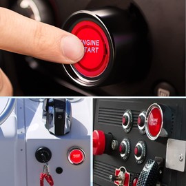 Nilight Start Engine Button 12V DC 50A SPST on Off Momentary Switch Red Car Start Engine Button Stater Push Start Ignition Switch for Racing Sport Cars Trucks, 2 Years Warranty