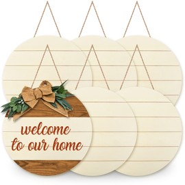 Whaline 5 pcs 12 inch Christmas Wood Circles for Crafts Xmas Rustic Unfinished Round Wooden Signs Blank for Christmas Winter DIY Painting Art Craft