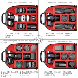 Mochila para cámara de fotografía profesional,Bolsa tipo para Almacenamiento con compartimento para computadora portátil,particiones ajustables,para cámaras Nikon,Canon,Sony,GoPro (Rojo)