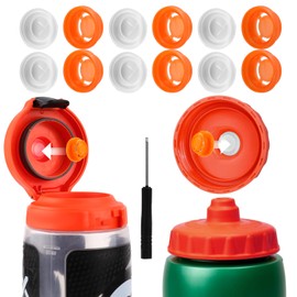 6pcs Dispensing Rubber Valves Compatible with Gatorade Water Bottle, Silicone Valve Replacement Lid for Gatorade GX 30oz & Squeeze Bottle 32oz Plastic Inserts & Screwdriver (Orange)