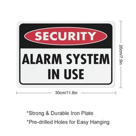 Puhayexi Security Alarm System In Use Sign 12 X 8 Inch Metal Sign, Rustproof Aluminum, Multicolor