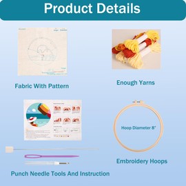 DIY Punch Needle Kits for Beginners With Hoop Embroidery Punch Needle Starter Craft Set Easy For Adults And Children Festival Gift And Decoration(Spring Flowers)