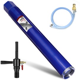 DaduoRi 2" Pro Core Drill Bit with SDS Max Water Injection Adapter (1-1/4"-7 UNC),14" Depth Upgraded Welded Wet Core Bits for Concrete with Rebar, Brick,Masonry,Stucco,Mortar (Includes Water Hose Kit)