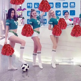 Pack of 12 cheerleading pom poms, metallic cheerleader pompoms, bright metallic cheers ball for sporting events, ball games, dances, carnival parties, red