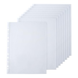 100 Pcs A4 Size Clear Punched Pockets 11 Holes Plastic Wallet Sleeves Heavy Duty Punch Pockets File Binder Pockets Folders Transparent Paper Sheet Protectors for Office Home