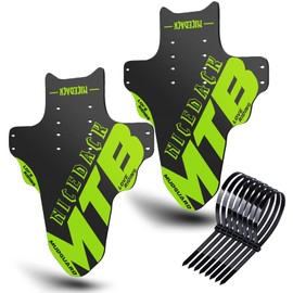 NICEDACK Mudguard Mountain Bike, Pack of 2 Mudguard Fit 20-29 Inch MTB Mudguard Front and Rear Compatible Bicycle Splash Guard, Yellow Green