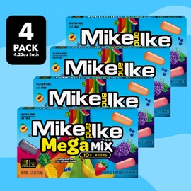 Mike and Ike Mega Mix Candy, 4 Pack of Movie Theater Candy Boxes 4.25 OZ Each, Ideal Mike and Ike Candy for Your Favorite Films, Perfect Theater Box Candy for Sharing with Friends