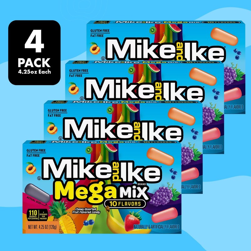 Mike and Ike Mega Mix Candy, 4 Pack of Movie