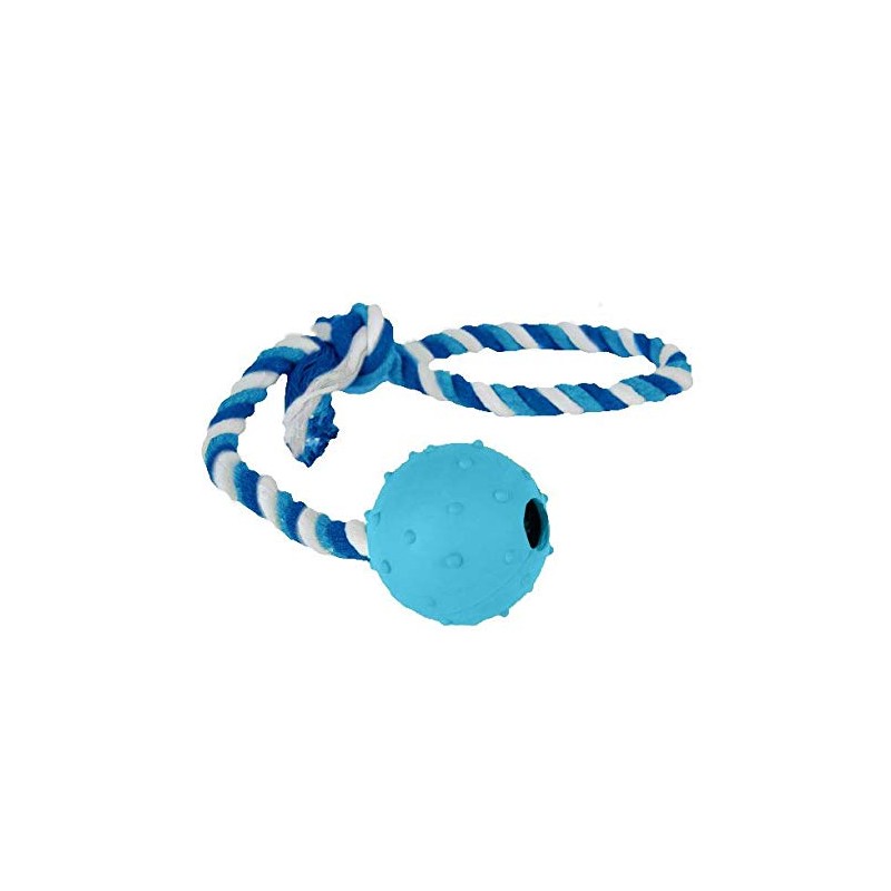PETS&MORE Pelota con Cuerda Azul