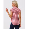 Allegra K Women's Summer Plaid Tops Casual Short Sleeves Western