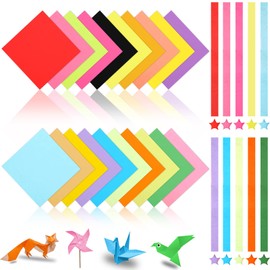 Origami Paper, 200 Sheets Square Coloured Paper with Origami Stars Paper, Double Sided Craft Art Paper, 20 Vivid Colors Origami for Children, Origami Kit for Kids, Adults,Teachers(15 * 15cm)
