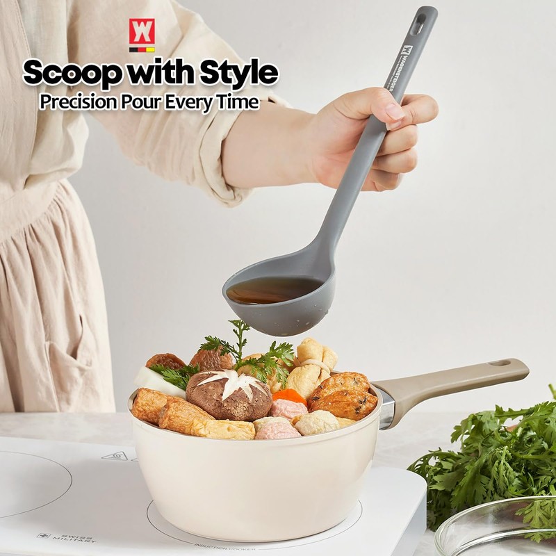 Wagensteiger Dark Gray Silicone Ladle: Heat Resistant with Gentle Head