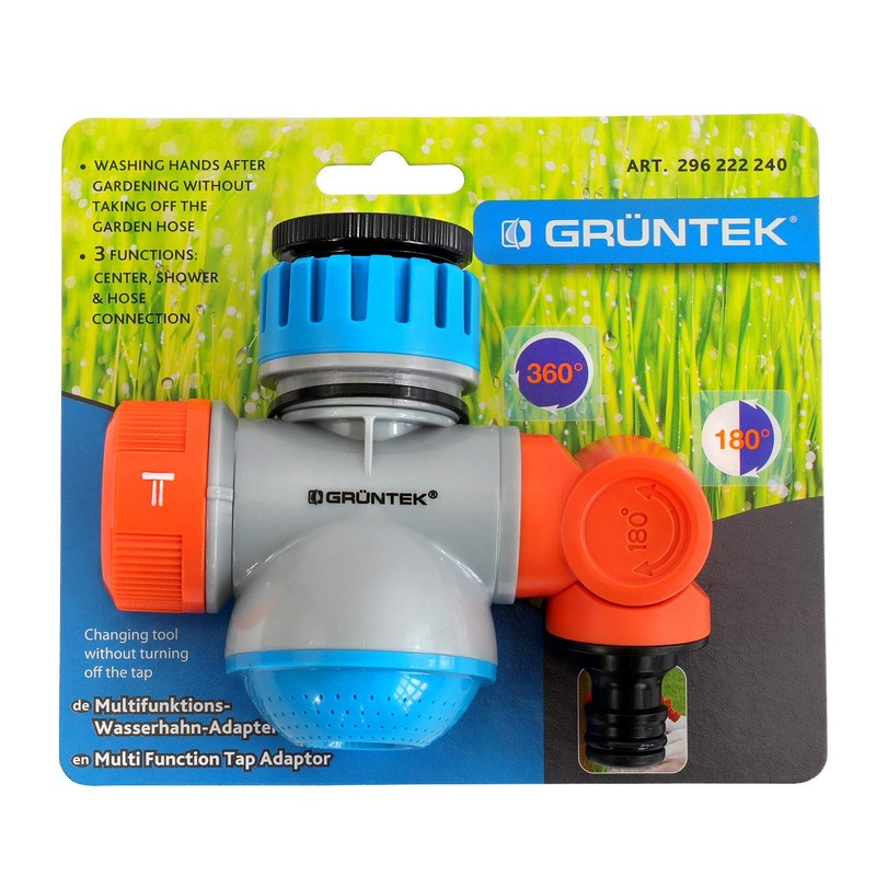 GRÜNTEK Flexible Tap Adapter with Rotatable and Tilting Hose Connection