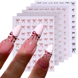 Bow Nail Art Stickers Decals 3D Bow Tie Nail Stickers 6PCS 3D Self-Adhesive Small Bow Ribbon Y2K Nail Art Supplies Mini Kawaii Bowknot Nail Adhesive Sliders for DIY Manicure Nail Art Decorations