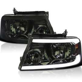 Spec-D Tuning Smoke Headlights with LED Bar Compatible with 2004-2008 Ford F150