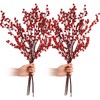 WILLBOND Artificial Red Berry Stems 21.6 Inch Christmas Red Berries