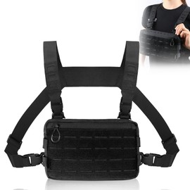 TOATELU Chest Pack, Tactical Chest Rig Pack, Men's Harness Bags for Camping, Travel, Hiking, Outdoor Sports, Cycling, Training, Fitness, Black