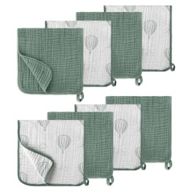 LILY O LAUREL Muslin Burp Cloths, 100% Cotton – 6 Layers Super Soft Absorbent & Breathable, Burp Cloths Baby Boy and Burp Cloths Baby Girl, 20"x10", Newborn Essentials - Pack of 8
