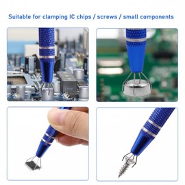 Omninmo 3pcs Stainless Steel Holder Pick Up Claw Tweezers Tool Set Diamond Stone Jewelers Tools Holder for Jewelry Making Craft Claw Self Locking Tweezers Diamond Gems Prong Tweezer Grabber
