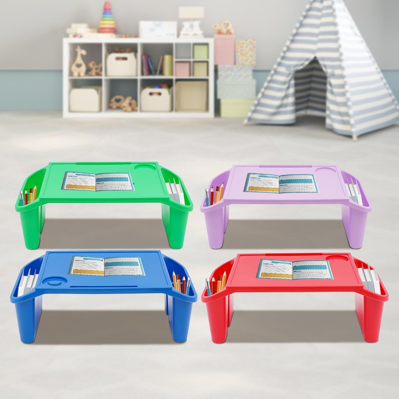 4Pcs Kids Lap Desk Tray, Plastic Breakfast Laptop Trays with