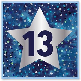 Design By Violet 13 Years Birthday Greeting Card Age 13 Happy Birthday Card For Boy Girl Thoughtful Present Blank Inside With Stylish Blue Star Design 15cm x 15cm