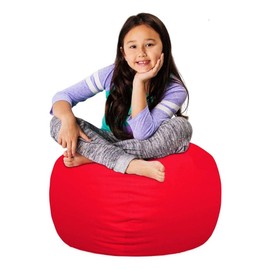 TRP Premium 27" Medium Ultra Soft Plush Kids Bean Bag Chair with Removable Cover, Modern Comfortable Durable Solid Color Red Bean Bag Chair, Stuffed Foam Filled Furniture for Kids Bedroom, Dorm Room