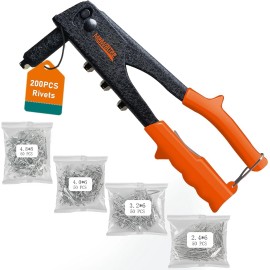 Unbranded Heavy Hand Riveter Rivet Gun Professional Pop Rivet Gun Kit with 200pcs Rivets