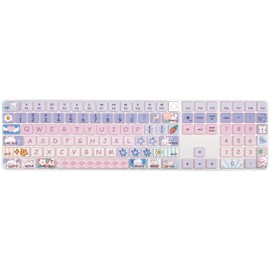 Cute Keyboard Cover Skin for 2021 Apple iMac Magic Keyboard (Model: A2520) with Numeric Keypad and Touch ID, Silicone Keyboard Protector, US Layout, Cute Bunny