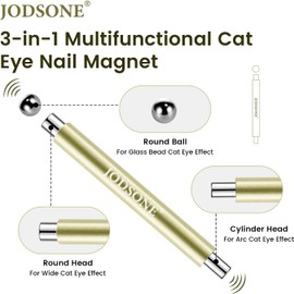 JODSONE 3-in-1 Cat Eye Magnet Nail Art Tool,Cylindrical & Ball Magnet Nail Art Pens, Multi-Effect Magnets for Cat Eye Gel Polish DIY at Home Salon(Magnet Only, No Gel Included)