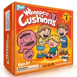 DEANCO Whoopie Cushion 3 Pack - Three 7 inch Self-Inflating Whoopee Cusions Premium Rubber for Louder Fart Sound, Gag Gifts for Kids and Adults, April Fools Pranks