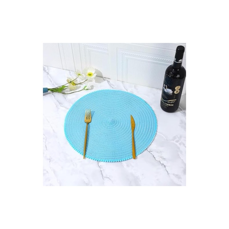 KKTECH Round Braided Placemats Set Of 4 For Dining Table,