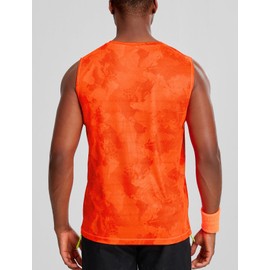 Zengjo Sleeveless Shirts for Men Workout Quick Dry Loose Fit(Neon Orange,M)