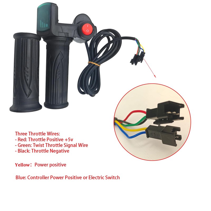 1 Pair E-Bike Throttle Grip with LCD Battery Voltage Display,