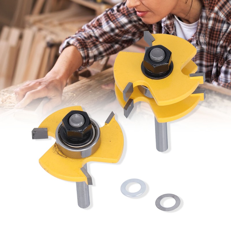 2Pcs Router Bit T Type 3 Teeth Milling Cutter Cutting