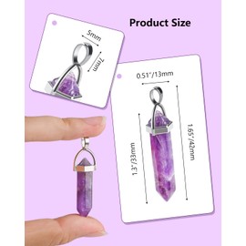 BUUFAN 28PCS Natural Crystal Pendant Hexagonal Healing Crystal Stone Necklace Bulk Chakra Reiki Gemstone Pendants for Necklace Jewelry Making, Non-Precious Metal, No Gemstone