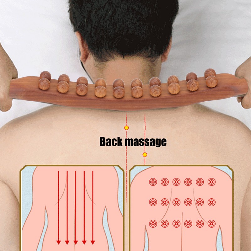Guasha Stick Carbonized Double Row 20 Beads Lymphatic Drainage Fatigue