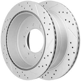 Disc Brake Rotor Rear Drilled and Slotted Vented Rotors for 2008 2009 2010 2011 2012 2013 2014 2015 2016 2017 2018 2019 2020 2021 Lexus Lx570 Toyota Land Cruiser Sequoia / 2007-2021 Tundra