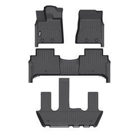 IKON MOTORSPORTS 3D TPE Floor Mats, Compatible with 2025-2026 Nissan Armada & Infiniti QX80 2nd Row Bucket Seat, All Weather Waterproof Non-Slip Floor Liners, Front & 2nd Row Full Set, Black 4PCS