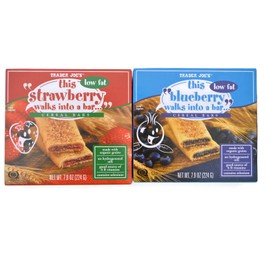 Trader Joe's "Walks Into a Bar" Cereal Bar Bundle - 2 Items: (1) 6 Bar Box of Strawberry and (1) 6 Bar Box of Blueberry (12 Bars Total)