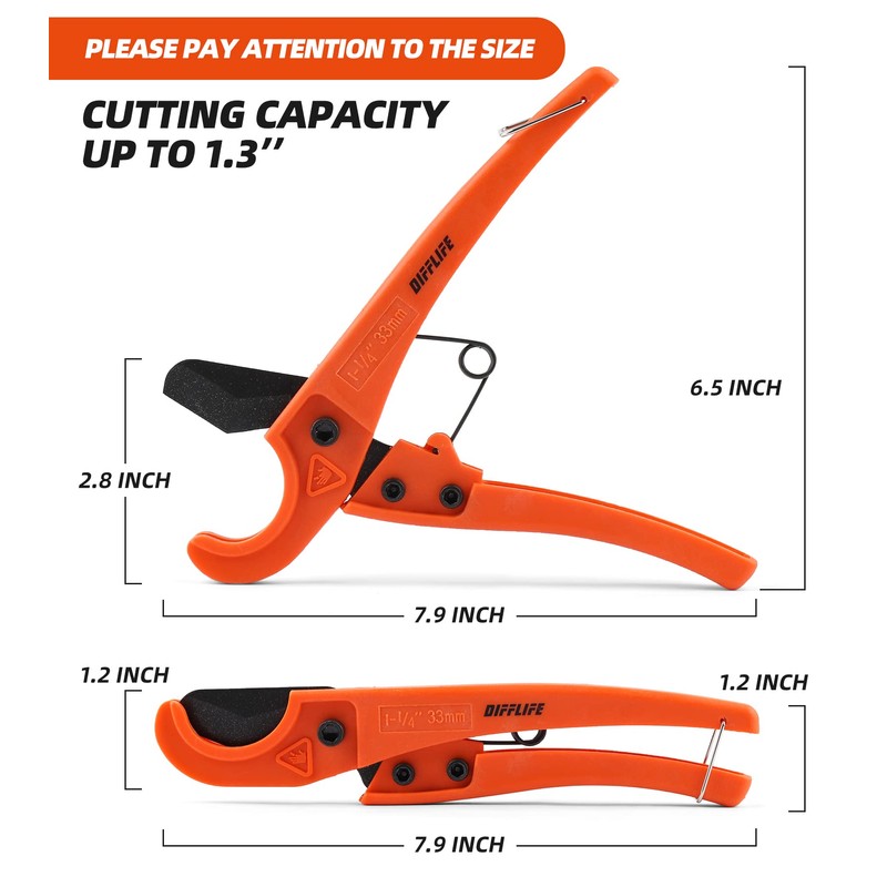 DIFFLIFE Pipe Cutter, High Performance blade Made Ratchet-type Pipe Cutter,