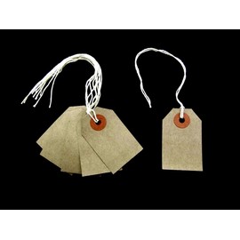 Ivy Brown Buff Strung Tags 54mm x 29mm Luggage Labels Tags Tickets Tie On String Labels (1000 Pack)