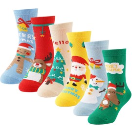 BISOUSOX Kids Christmas Socks Crazy Xmas Gift for Kids 6-8 10-12 Years, Boys Girls Novelty Funny Winter Dress Socks