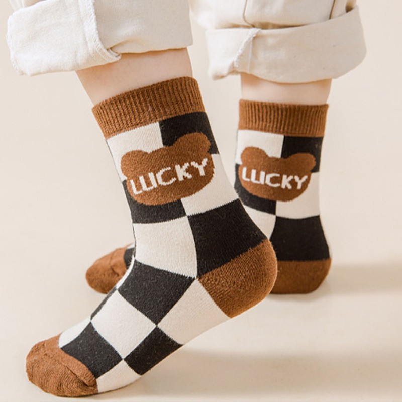 Children Socks Mid Calf Combed Cotton Thickened Cartoon Pattern Toddler