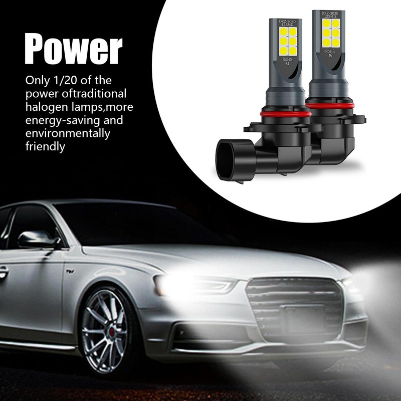 Nowkont Pack-2 Car 9005 LED Fog Light Bulb, 1500LM 3030-12SMD